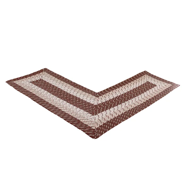Better Trends Country Stripe Braid Collection Brown Stripe 24x22 x 68x22 x 68x22 L-Shape 100% Polypropylene Reversible Area Rug