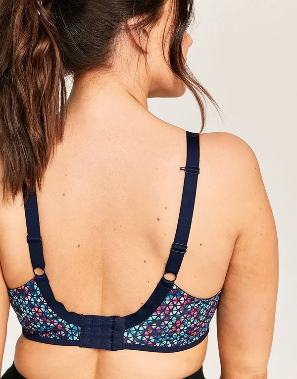 Elomi Energise Underwire Sports Bra with J Hook, Navy Geo