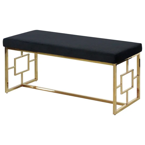 Best Master Furniture E03 Black & Gold Stainless Steel Bench