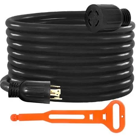 VEVOR 30A 50ft Generator Extension Cord with Twist Lock Connector - Black