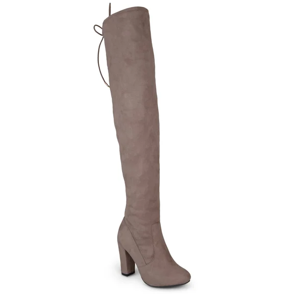 Journee Collection Women's &Maya& Faux Suede Regular and Wide Calf Over-The-Knee Boots - 9 Medium Width/Wide Calf - Taupe