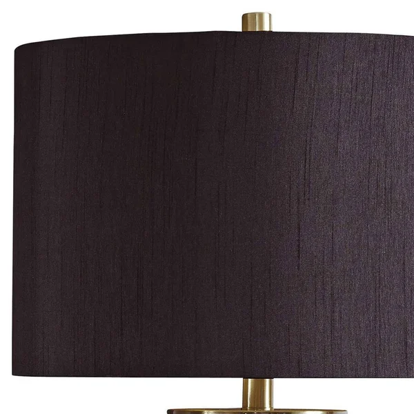 Benjara Bm230945 Faux Concrete and Metal Base Table Lamp, Set of 2, Brass and Gray