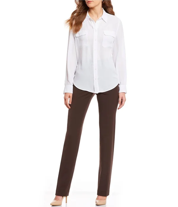 Investments Womens The Park Ave Fit Secret Support Straight Leg Pants