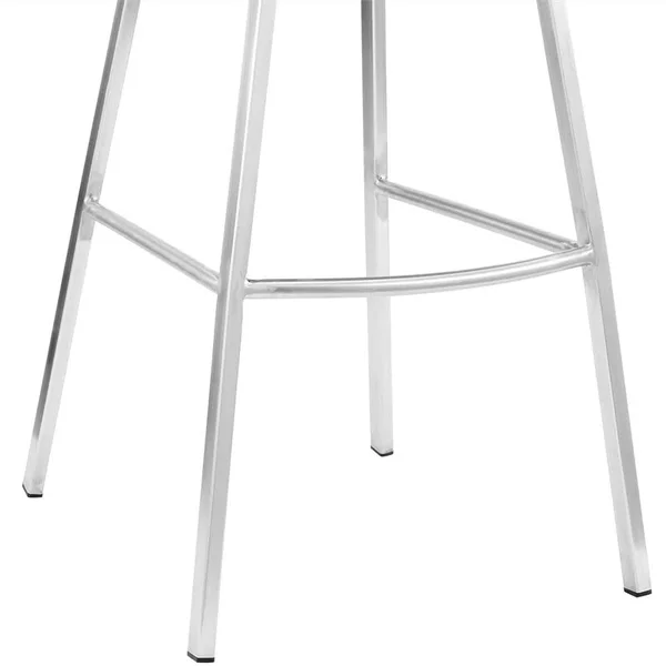 Armen Living Carise White Faux Leather and Brushed Stainless Steel Swivel 26x22 Counter Stool - LCCABABSWH26