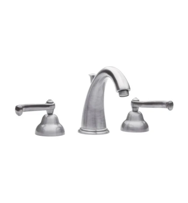 Phylrich Revere & Savannah 7 3/4x22 Double Curved Handle Widespread Bathroom Sink Faucet with High Spout in Polished Brass A