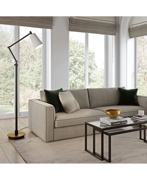 Hudson & Canal Caleb Brass and Matte Black Floor Lamp