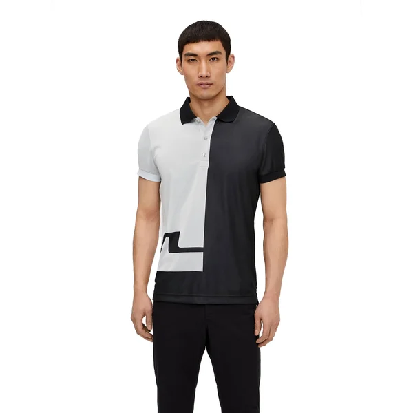 J Lindeberg Joseph Slim TX Jacquard Polo Shirt (XXL) in Black, Grey