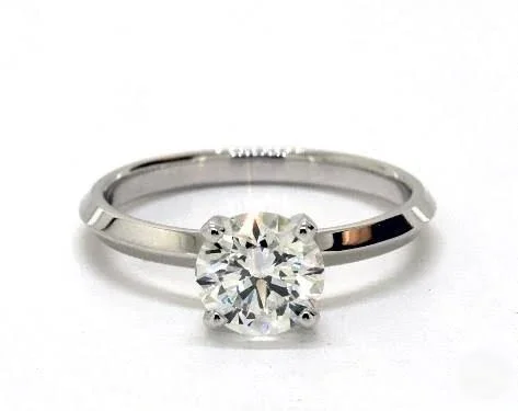 Classic Knife-Edge Solitaire Engagement Ring in 18K White Gold 2mm Width Band (Setting Price)