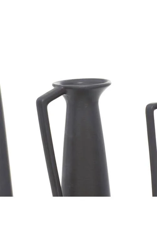 CosmoLiving by Cosmopolitan 12 in. - 13 in. and 11 in. Dark Grey Ceramic Modern Vase (Set of 3)