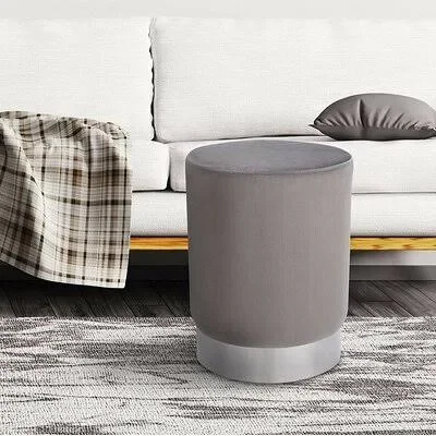 Agastya 13.75x22 Velvet Round Standard Ottoman Mercer41 Upholstery Color: Gray