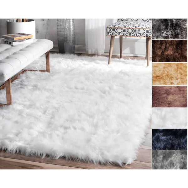 Legacy Faux Sheepskin Shag Area Rug - Champagne 4& x 6&