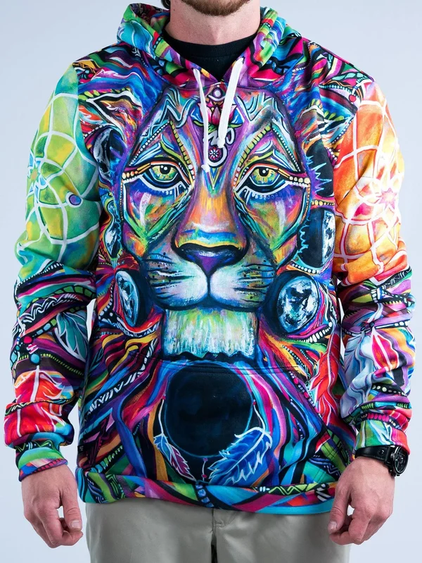 Lunar Lion Unisex Hoodie L, Red, Pullover Hoodie