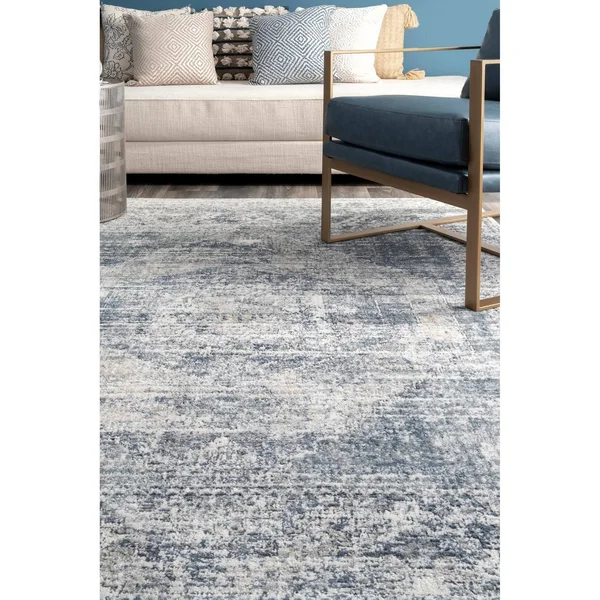 nuLOOM Jayla Barbed Iris Medallion Blue 6 ft. 7 in. x 9 ft. Area Rug