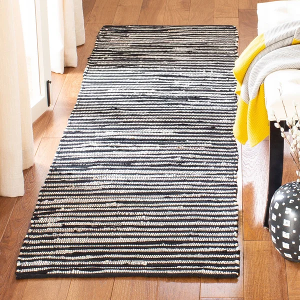 Safavieh Rag Rug RAR130Q Area Rug - Black/Multi, 6& x 6& Square
