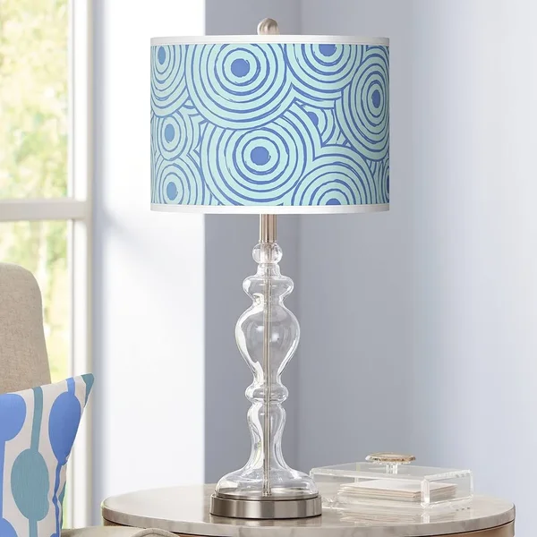 Giclee Glow Circle Daze Giclee Apothecary Clear Glass Table Lamp, Blue