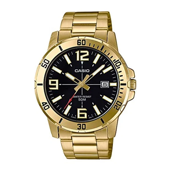 Casio MTP-VD01G-1B Stainless Steel Strap Mens Gold Analog Watch