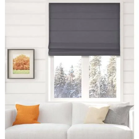 Arlo Blinds Thermal Room Darkening Cordless Fabric Roman Shades - Color: Graphite, Size: 28.5 inchw x 60 inchh, Size: 28.5W x 60H