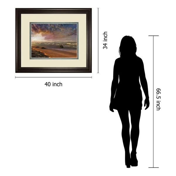 Orange, Blue, and White Summer Magic Framed Print Wall Art 40x22 x 34x22