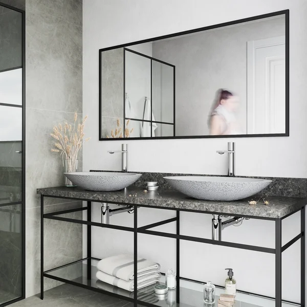 Vigo Cast Stone Bathroom Vessel Sink and Gotham Faucet in Chrome - Ash