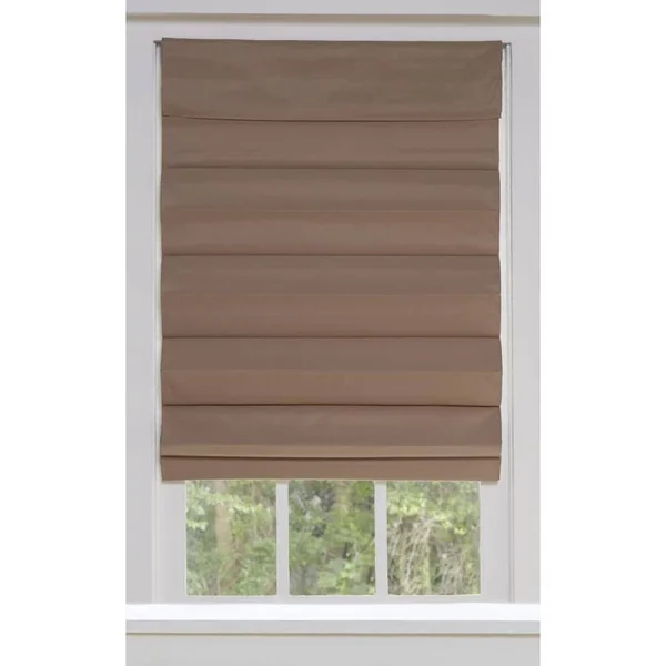 Allen + Roth 26-in x 72-in Desert Tan Blackout Cordless Roman Shade Cotton in Brown, RBOKK260720
