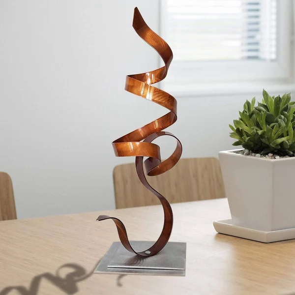 Statements2000 Metal Art Sculpture Modern Centerpiece Table Decor by Jon Allen - Perfect Moment - Blue, 18" x 9" x 5"