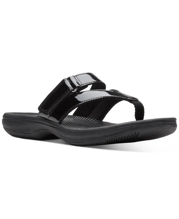 Clarks Collection Women's Brinkley Marin Flip-Flop Sandals - Black Patent