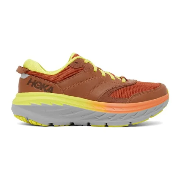 Hoka Bondi L Shoes in Red/Yellow - Size M7/W8