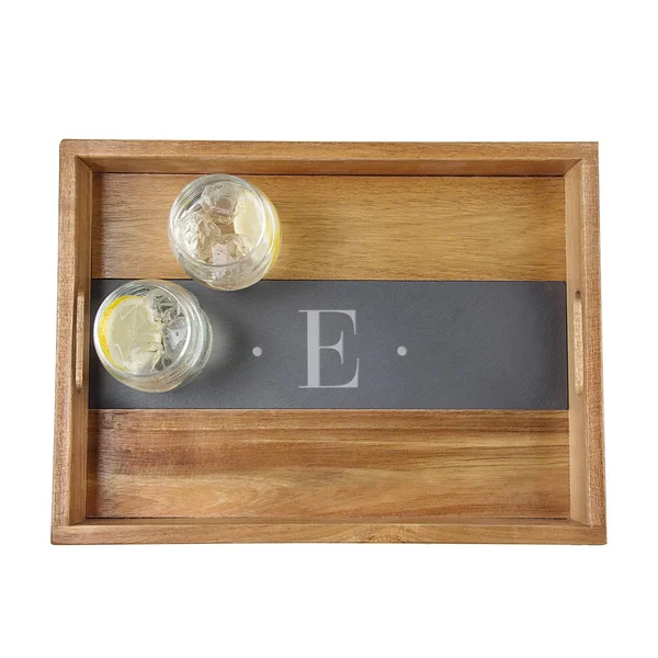 Cathy&s Concepts Personalized Acacia and Slate Tray
