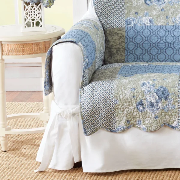 Sure Fit Heirloom Printed Patchwork Sofa Cover, Blue