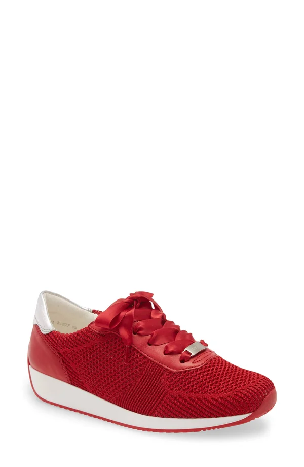 Ara Lilly Sneaker - Size 5 in Red Fabric at Nordstrom