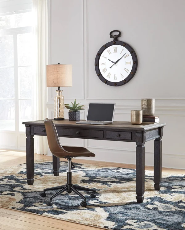 Ashley Tyler Creek Gray and Brown Home Office Office Set by Ashley Furniture - Black/Brown Transitional Rustic - from Furniture E