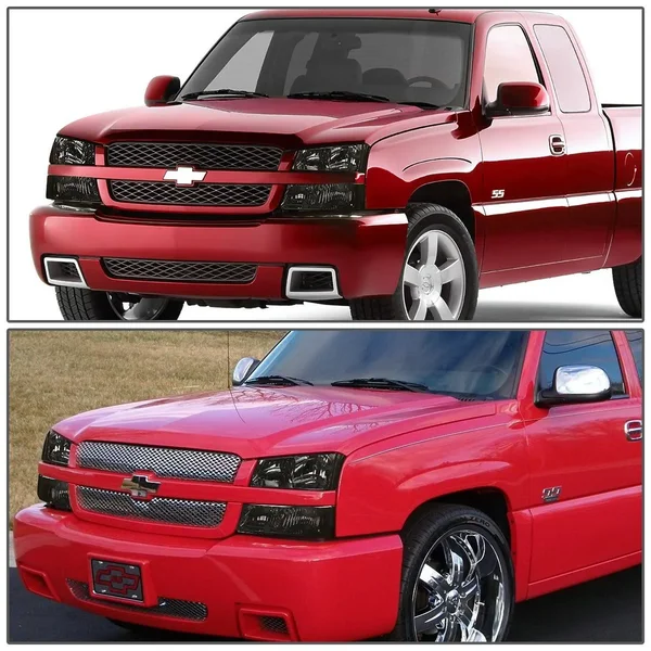 for 2003 to 2006 Chevy Silverado, Avalanche 1st Gen Headlight Smoked Housing Clear Corner Headlmap 04 05 Left+Right