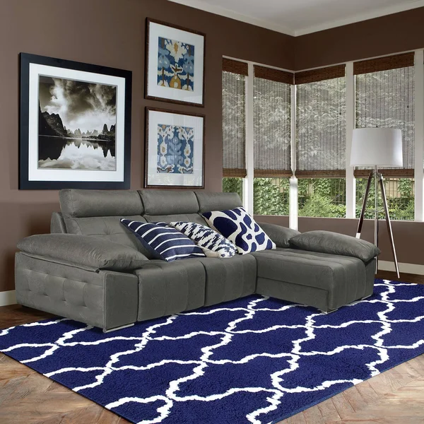 Superior Trellis Hand Woven Shag Area Rug (5'X8') White