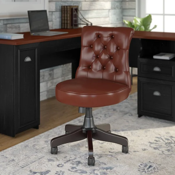 Bush Furniture Fairview Mid Back Tufted Office Chair in Antique White