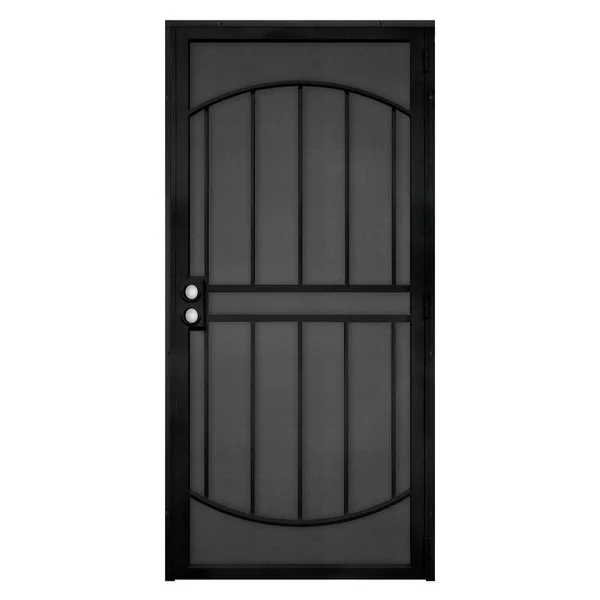 Unique Home Designs 36 in. x 80 in. Arcada Black Surface Mount Outswing Steel Security Door with Expanded Metal Screen IDR064003