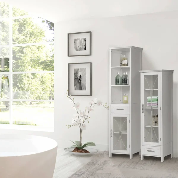 Elite Home Fashions 7978 Delaney Linen Cabinet, White