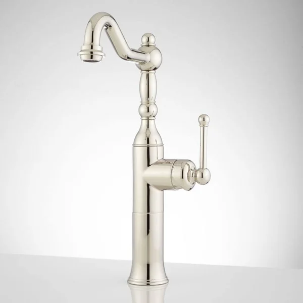 Signature Hardware 927808 Sidonie 1.2 GPM Single Hole Vessel Bathroom Faucet Wit Polished Nickel 405881