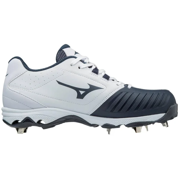 Mizuno - 9-Spike Advanced Sweep 4 Low Women's Metal Softball Cleat - White-Navy, Size 8
