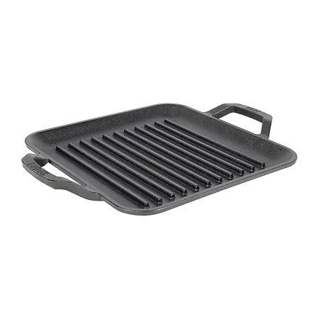 Lodge Cookware Chef Collection Square Cast Iron Grill Pan, Black