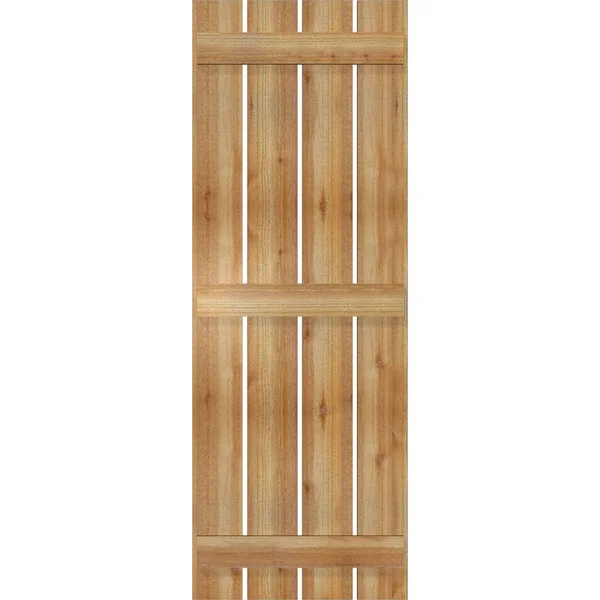 Ekena Millwork RBS06S23X064RWR 23x22W x 64x22H TimberCraft Four 5 3/8x22 Boards Spaced Board-n-Batten Shutters - Rough Sawn Weste