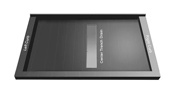 Tile Redi RT4260CTC-PVC-SBN Triple Curb Shower Pan with Center Trench Drain