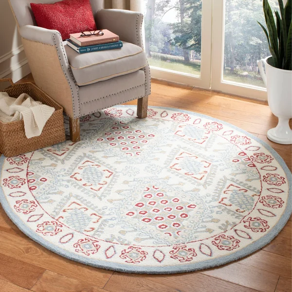 Safavieh Micro-Loop MLP511M 4&0x22 x 6&0x22 Ivory - Blue Area Rug
