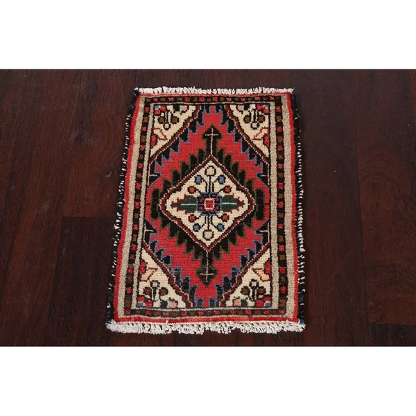 Red Wool Hamedan Persian Rug 1x2