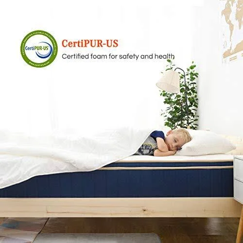 Sweetnight Ocean Blue 8x22 Hybrid Mattress, Gel Memory Foam & Individually Pocket Springs, Full Size
