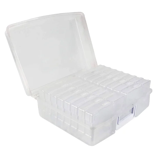Novelinks Transparent 10cm x 15cm Photo Cases and Clear Craft Keeper with Handle - 16 Inner Cases Plastic Storage Container Box