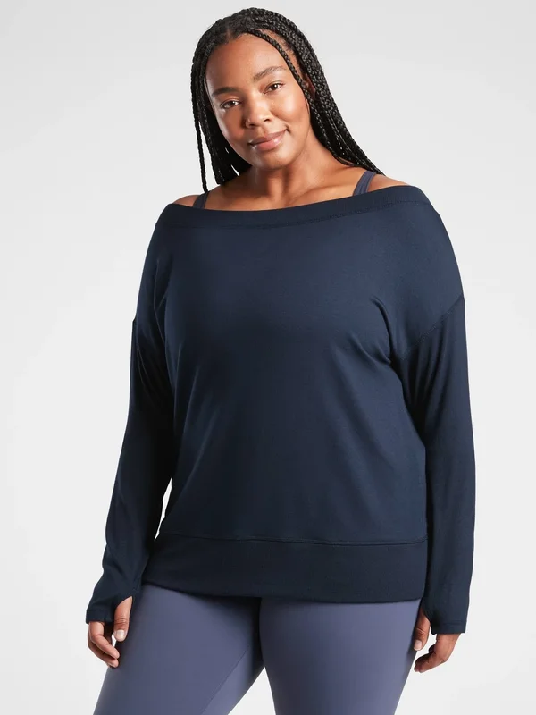 Athleta Women's Studio Barre Sweatshirt Navy Size M