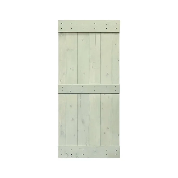 CALHOME Mid-Bar Series Stained Solid Wood Interior Sliding Barn Door - Charcoal Black - 36 x 84