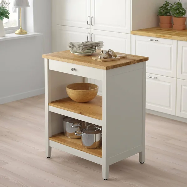 IKEA - TORNVIKEN Kitchen Island - Off-white/oak, 28 3/8x20 1/2