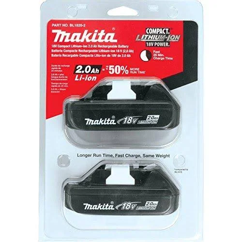 Makita BL1820-2 18V Compact Lithium-Ion 2.0Ah battery, 2-Pack (Discontinued by Manufacturer)