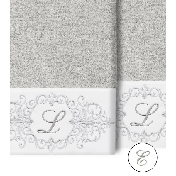Linum Home Textiles 100% Turkish Cotton Monica 2pc Embellished Bath Towel Set - Size: 27 inch x 54 inch, Brown